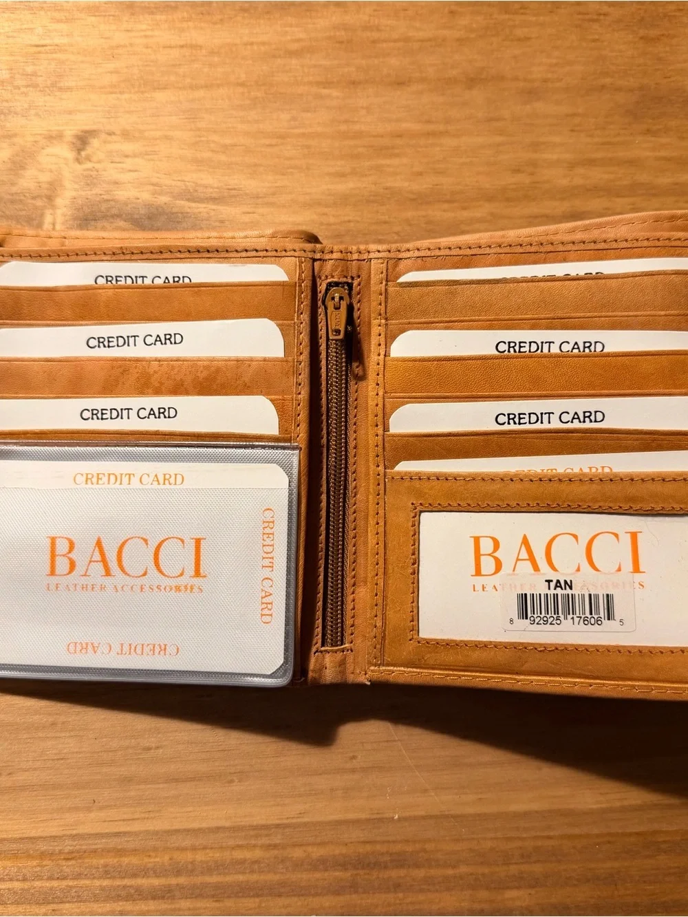 Men's Leather Bifold Wallet in Tan